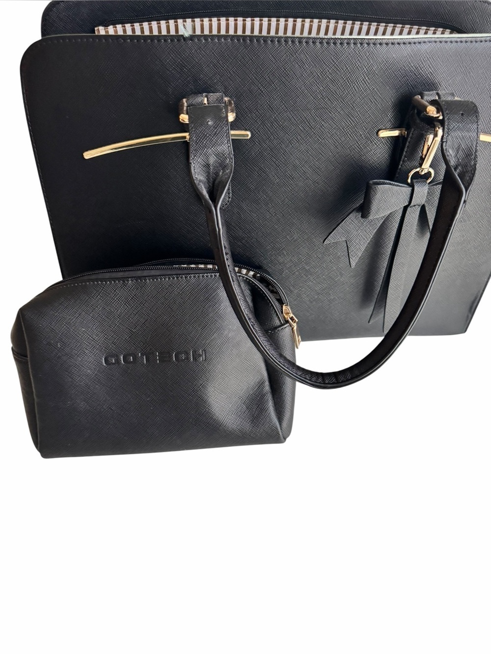 Elegant Black Tote Bag Set - Picture 4 of 9